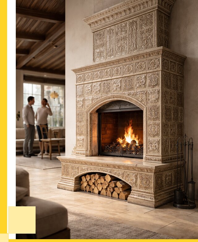 Купить изразцовый камин в Лангепасе от 252500 р. | ЭриданЛнг