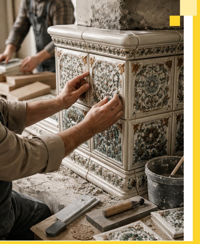 Изразцовые камины под ключ в Лангепасе: проект и монтаж