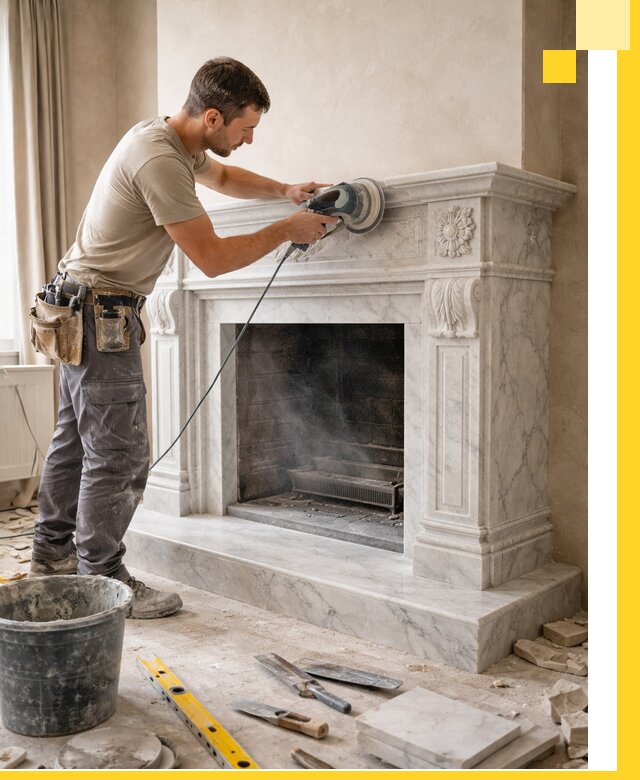 Изготовление и установка мраморных каминов в Лангепасе под ключ