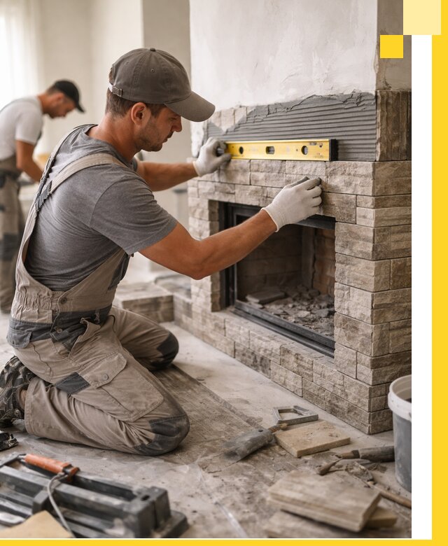 Облицовка каминов в Лангепасе, монтаж и отделка натуральным камнем