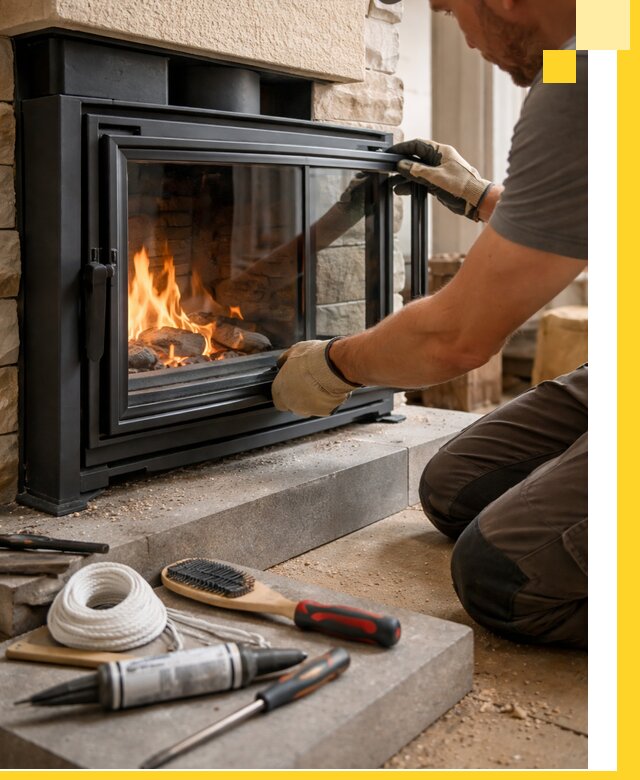 Производство, монтаж и доставка каминов со стеклом в Лангепасе