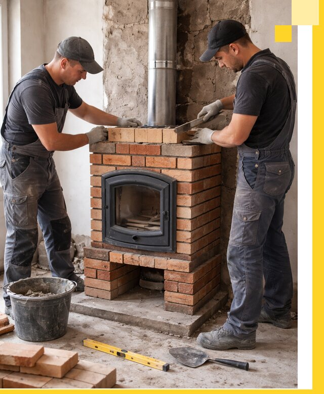 Монтаж печи камина под ключ в Лангепасе с гарантией и пусконаладкой