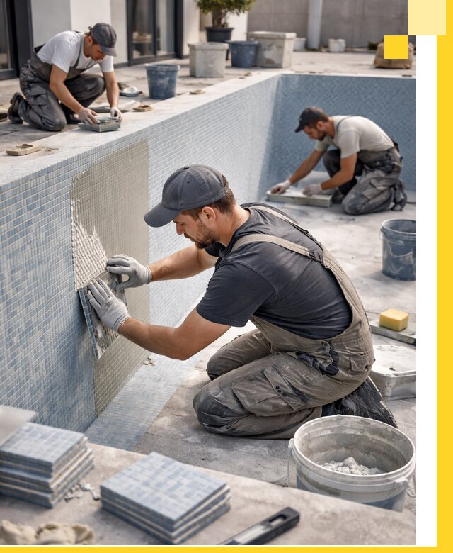 Облицовка бассейнов в Лангепасе плитка мозаика гидроизоляция