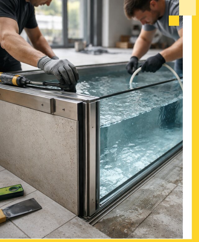 Проектирование и монтаж стеклянных бассейнов в Лангепасе