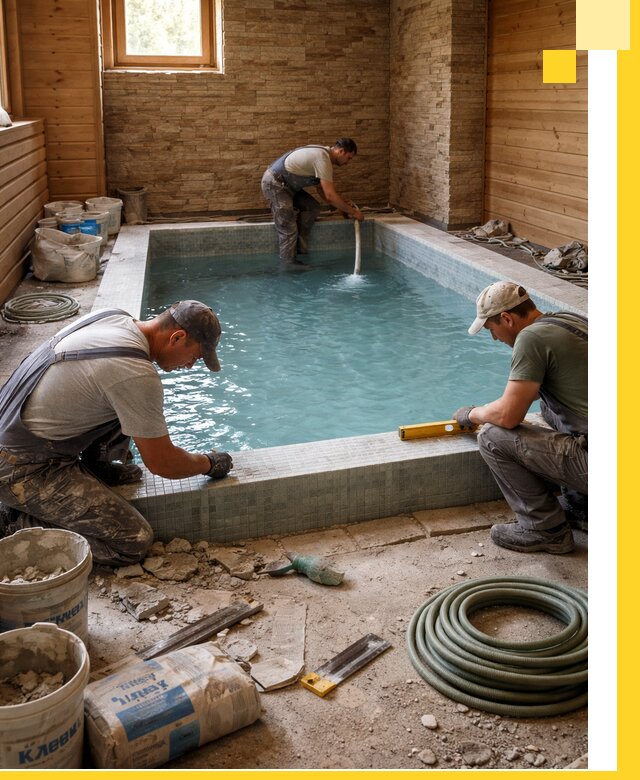 Проектирование и строительство бассейнов для бани в Лангепасе