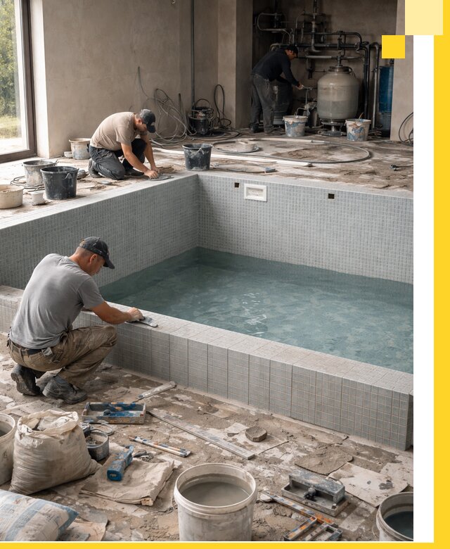 Строительство и монтаж бассейнов в помещении в Лангепасе