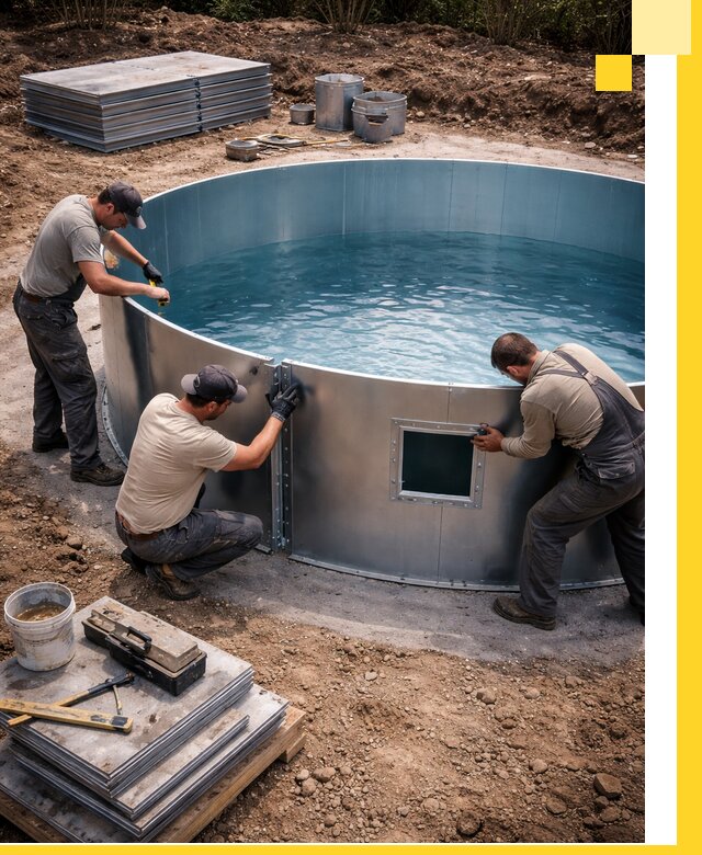 Круглые бассейны под ключ в Лангепасе проектирование и монтаж