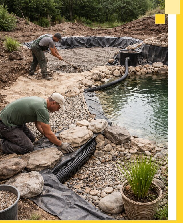 Строительство природных бассейнов и озер в Лангепасе под ключ