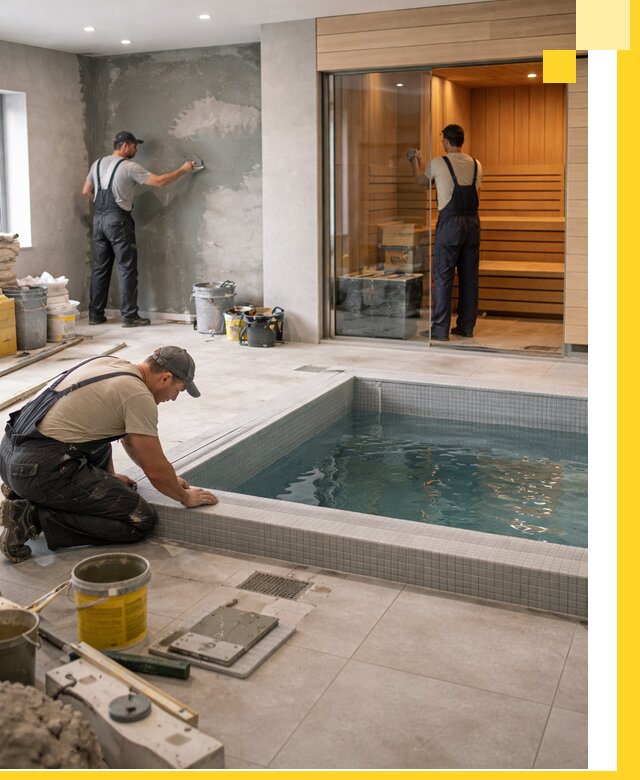 Проектирование и строительство сауны с бассейном в Лангепасе