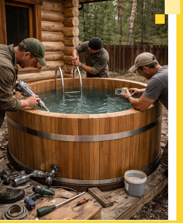 Строительство бань с купелью под ключ и отделкой в Лангепасе