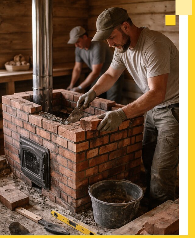 Кирпичные печи для бани под ключ в Лангепасе, проект и монтаж