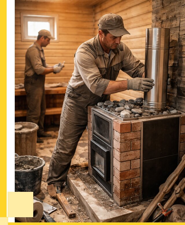 Монтаж печи в бане под ключ в Лангепасе от 20200 р. | ЭриданЛнг