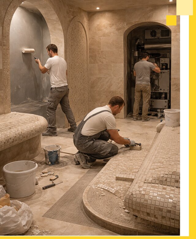 Строительство бани с хамамом и бассейном под ключ в Лангепасе