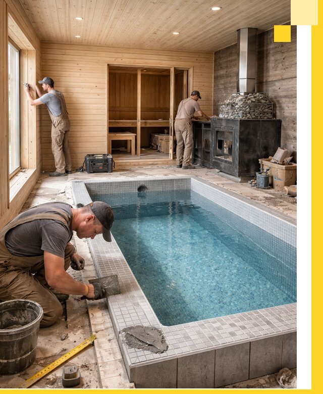 Проект бани с бассейном и сауной в Лангепасе под ключ