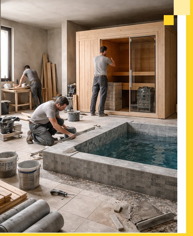 SPA зоны под ключ с бассейном сауной и печью в Лангепасе